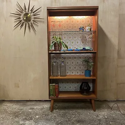 Retro G-Plan Fresco Teak Display Bookcase Display Cabinet Illuminated • £325