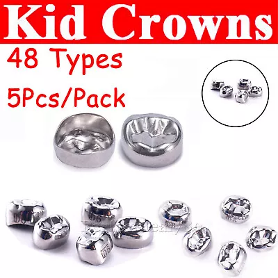 $16.44 • Buy Dental Kids Primary Molar Crown Stainless Steel Pediatric 48 Sizes Crowns
