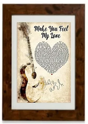 NEW LARGER SIZE Adele Make You Feel My Love Lyrics Poster Framed Print • £39.64