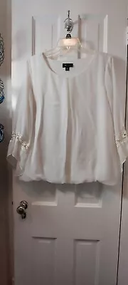 AB Studio White Chiffon Silky Blouse Top Ladies Size XL • $6.99
