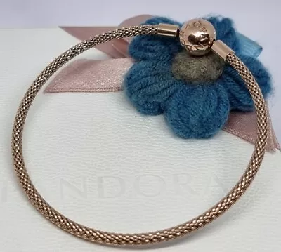 Genuine Pandora Rose Gold Moments Mesh Bracelet 💕 ALE MET  19cm • £55