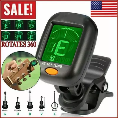 LCD Clip-on Chromatic Acoustic Electric Guitar Bass Ukulele Banjo Violin Tuner • $4.50