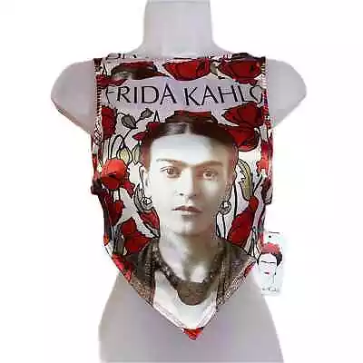 New Small Red Frida Kahlo High Neck Crop Top Backless Sleeveless Floral Blouse • $12
