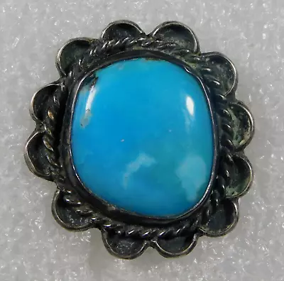 NATIVE AMERICAN STERLING TURQUOISE HANDMADE Vintage RING Size 8.1 • $29.10