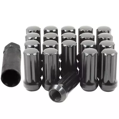 20 Lug Nuts 9/16-18 Black Spline Acorn 2  Tall Long Wheel Nut Dodge Ram 1500 • $26.76