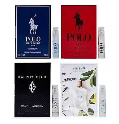 $18.99 • Buy 4 Ralph Lauren Cologne Samples: Polo Red,  Earth,  Blue, Ralph’s Club NEW CARD