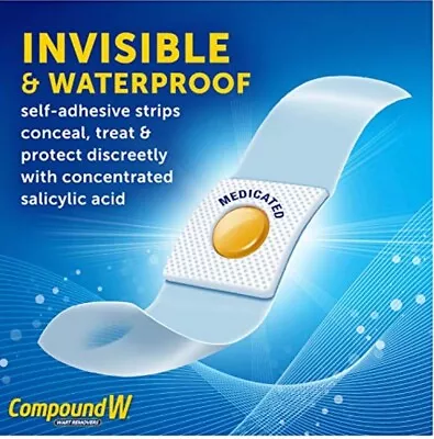 2 X WART PLASTERS Compound W One Step Invisible Strips Wart Remover Treatment • £6.89