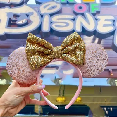 Disney Parks Princess Minnie Mouse Ears Pink & Gold Headband 2023 • $12.35