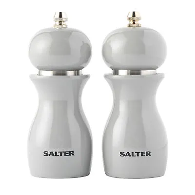 Salter Salt Pepper Mills Adjustable Ceramic Grinder Manual High Gloss Grey • £11.99