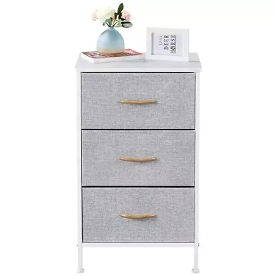 Fabric Chest Of Drawers Storage Cabinet Unit3-Tier Lightweight Nightstand • £21.99