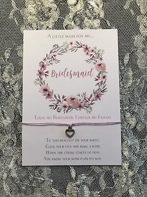 Bridesmaid Maid Of Honour Wish Bracelet Gift - Forever My Friend Heart Charm • $4.29