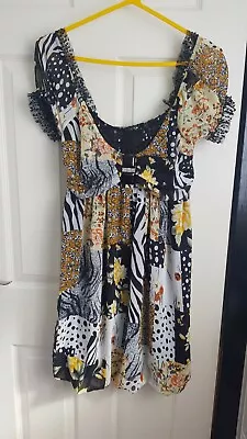 £8.99 • Buy BNWT Black And Yellow Abstract Dress Size 10 - Pussycat London