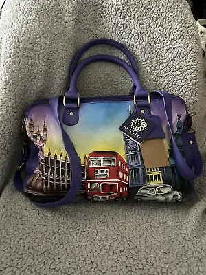 SUKRITI Hand Painted Genuine Leather Shoulder Bag Artisan London Themed With Tag • £45