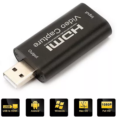 HDMI Video Capture Card USB 2.0 1080p HD Recorder For Video Live Streaming Game • £11.55