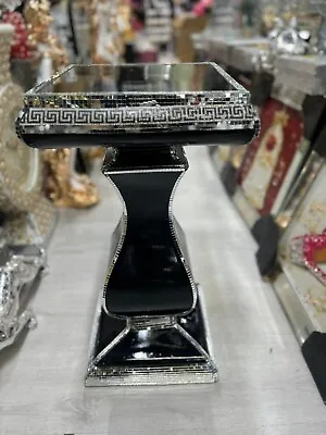 60Cm Italian End Table Mirrored Crystal Side Table Sparkly Home Decor Black F041 • £64.99
