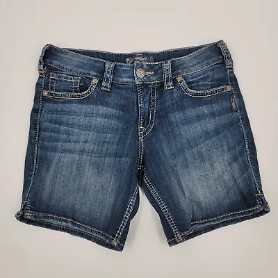Silver Suki Shorts 29 7 Inseam Medium Wash Blue • $22