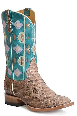 Roper Womens Tan/Brown Leather Oakley Python Aztec Cowboy Boots • $276.99