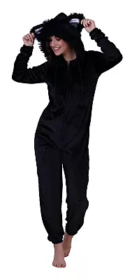 £25.95 • Buy Womens Fluffy Cat 1Onesie All In One Hooded Fleece Novelty Xmas Jumpsuit Onezee