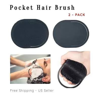 2Pk Pocket Hair Comb Shampoo Brush Men Beard Mustache Palm Travel Scalp Massage • $4.69
