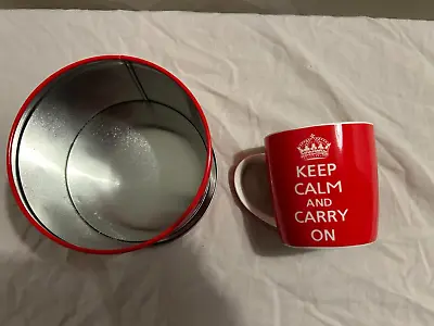 Keep Calm And Carry On Mug And Tin Red And White • £14.49
