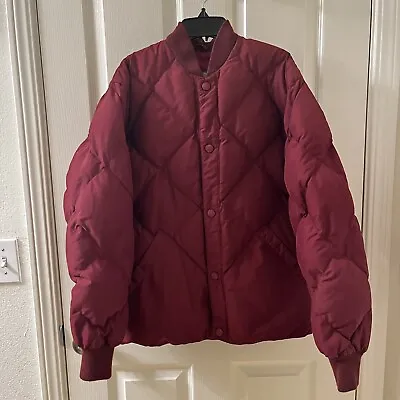 Cabela's Premier Northern Goose Down Puffer Quilted Jacket Burgundy Size Small • $59.99