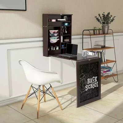 Multi-Function Folding Wall-Mounted Drop-Leaf Table With Chalkboard • £67.43