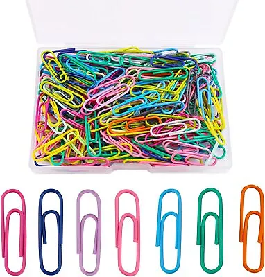 Coloured Paperclips Metal Paper Clips Clamps With Box For Office School Statione • £2.49