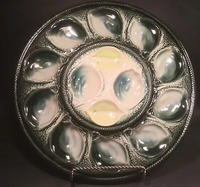 Oyster Majolica Master Oyster Platter St. Clement France 12 Oysters 2 Lemon • $585