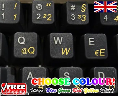 German Transparent Keyboard Stickers Computer Laptop 6 Colours Red Blue White • £1.99