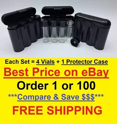 4x 1oz Gold Vials & Storage Carry Case Dredge Panning Mining Prospect BLACK 001 • $6.45