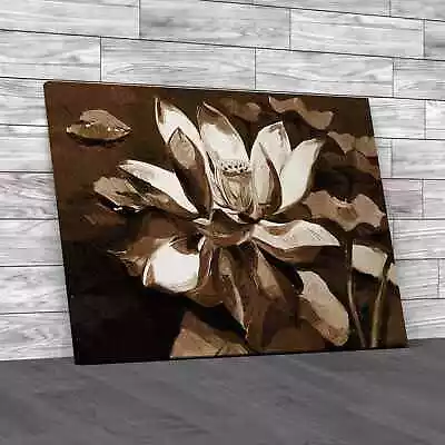 Water Lily Floral Flower Sepia Canvas Print Large Picture Wall Art • £18.95