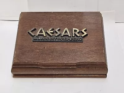 Vintage Caesars Atlantic City Casino Playing Cards Wood Storage Box • $20