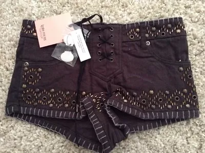 £15 • Buy Kate Moss TOPSHOP Hot Pants Size 4 Shorts Boho XS Embellished Sexy Festival