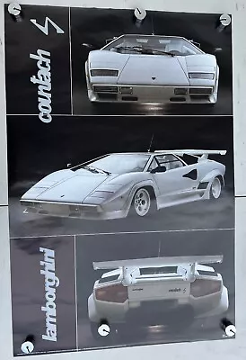 Vintage 80s Lamborghini Countach White Sports Car Poster Man Cave Classic Cars • $79.99