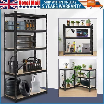 Garage Racking 5 Tier Shelving Unit Boltless Heavy Duty Metal Shelf Shed Storage • £28.99