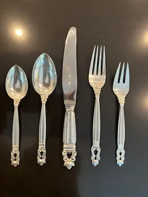 5pc Georg Jensen ACORN Place Setting Collectors Edition With RAADVAD Knives • $349