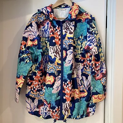 GORMAN Floral Coral Raincoat Jacket - Size S/M - Recycled Polyester • $70