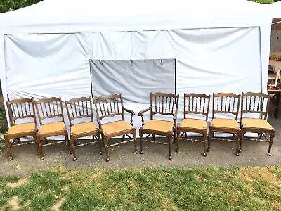 $1200 • Buy Pennsylvania House Spindle Back Rush Seat Walnut Stained Dining Room Chairs