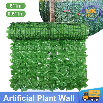 Artificial Hedge Fake Ivy Leaf Garden Fence Privacy Screening Roll Wall Panel • £65.99