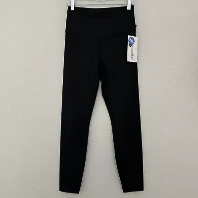 Marika Leggings Black Foil Sparkle 27  Stretch Pants Hidden Key Pocket Large NWT • $27.54