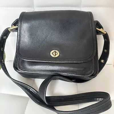 Vintage Coach Ramblers Legacy Black Leather Satchel Crossbody Shoulder Bag 9061 • $124.99