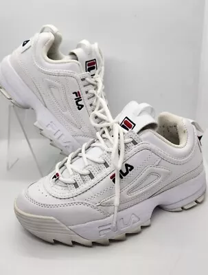 FILA Disruptor II Premium Low 006926 Triple White Sneakers Sz 3.5 Womans  • $34.99