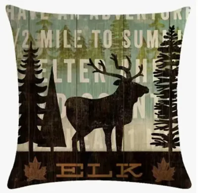 ELK Stag Deer Woods Nature Cabin Lodge Hunting Throw PILLOW COVER Home Decor • $13.08