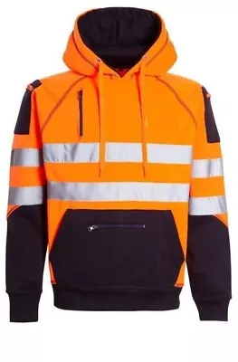 Hi Viz Vis Hi Visibility Pull Over Hoodies 2 Tone Work Hoodie Hoody 4 ZIP POCKET • £14.95