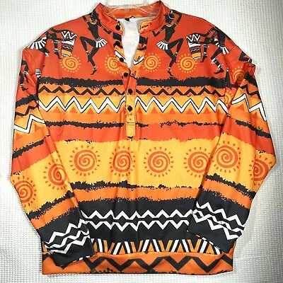 African Aztec Tribal Mens LG Shirt Dashiki Hippie Boho Womens Multi Color Blouse • $29.99