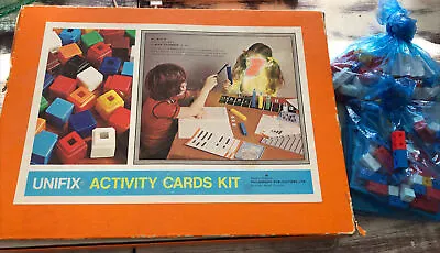 Vintage 1975 Unifix Activity Cards Kit Interlocking Mathlink Cubes Snap Blocks • £50