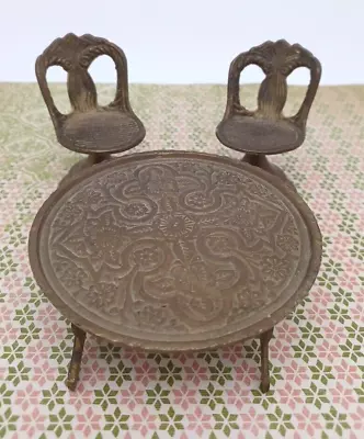 Vintage Miniature Brass Table And Chairs Made In India • $13.99