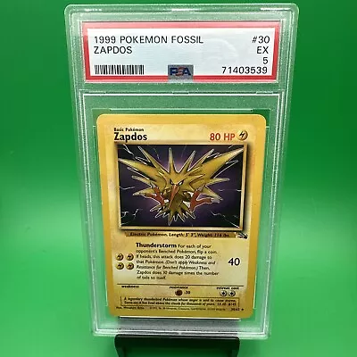 1999 Pokemon Fossil Zapdos 15/62 Rare PSA 5 • $7.99