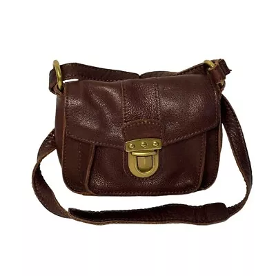 Linea Pelle Brown Crossbody Shoulder Bag Purse Snap Closure Lining Stained Wear • $33.08