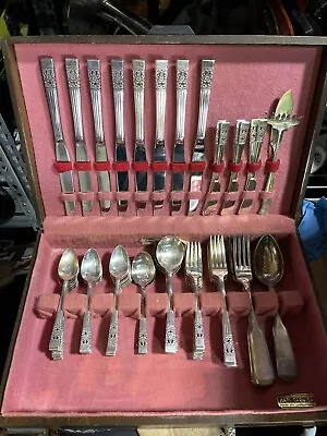 $195 • Buy Vintage Community Plate Silverware Set 80+ Pcs Original Wood Kenized Box EXTRAS
